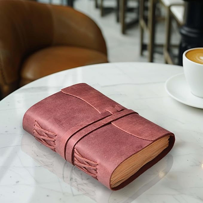 LEATHER VILLAGE Leather Bound Journal - Fuchsia, 11.5"X8.50", 220 Pages - Vintage Blank Paper Diary for Writing, Drawing, Sketchbook, and Travel Notebook - Ideal for Women and Men-DeskLoop Office