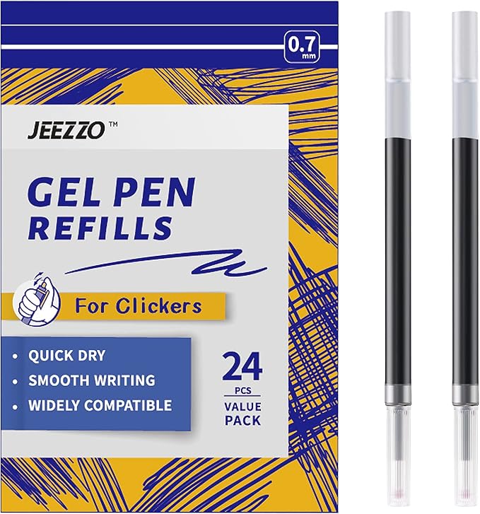 Gel Ink Refills for Retractable Click Pens, Medium Point Pen Refills Compatible by JEEZZOOFFICIAL