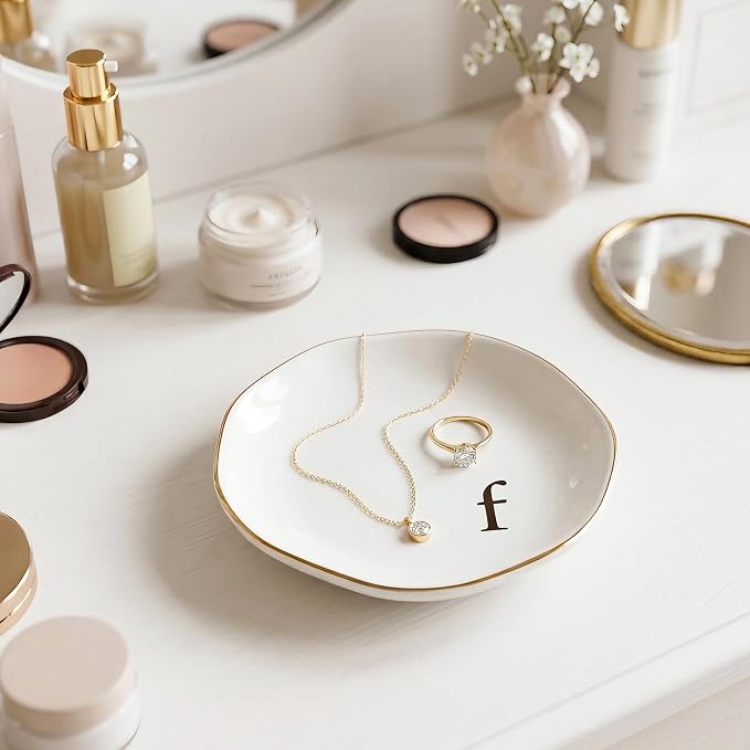Ceramic Jewelry Tray, Personalized Initial Jewelry Dish - Image 4