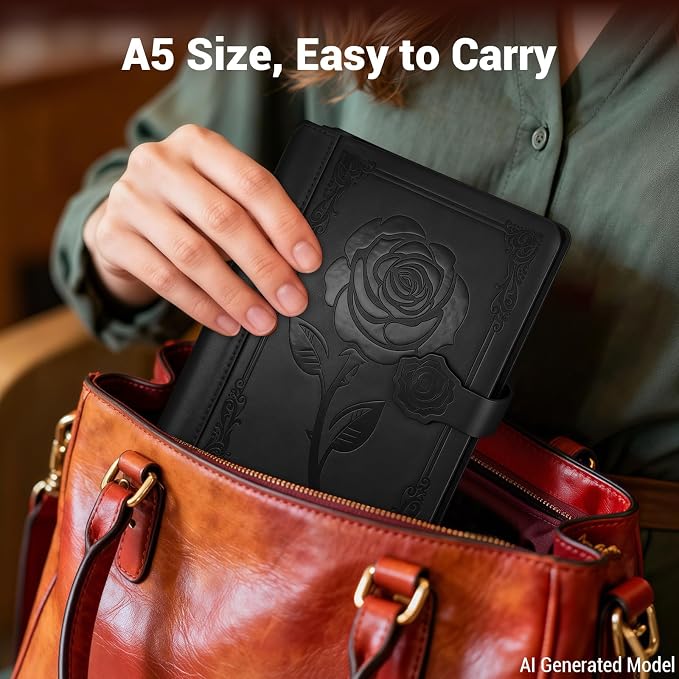 Aocii leather Journal for Women, A5 lined Daily Journal Notebook, Bullet - Image 6
