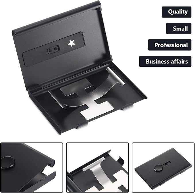 Tatuo 2 Pcs Black/rose Gold 2 Pack Thumb Drive Business Card Holder Stainless - Image 2
