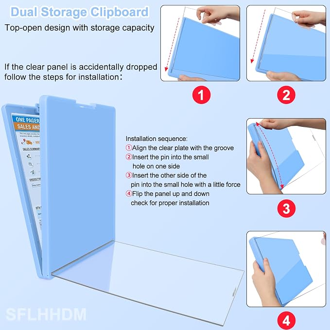 SFLHHDM Clipboard with Storage, Heavy Duty Clip Boards 8.5x11 with 2 Storage - Image 6