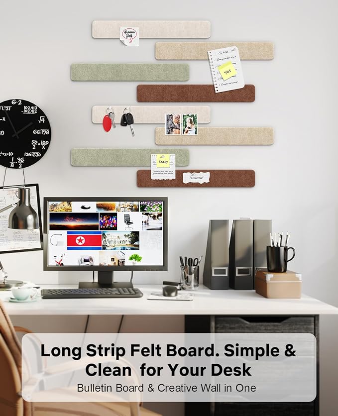 Small Cork Bulletin Board Tiles, Felt Wall Decor and Office Desk Accessories - Image 6