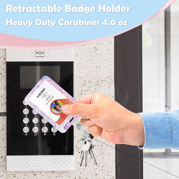 ID Badge Holder with Lanyard, Retractable ID Badge Card Holders Detachable Neck - Image 3