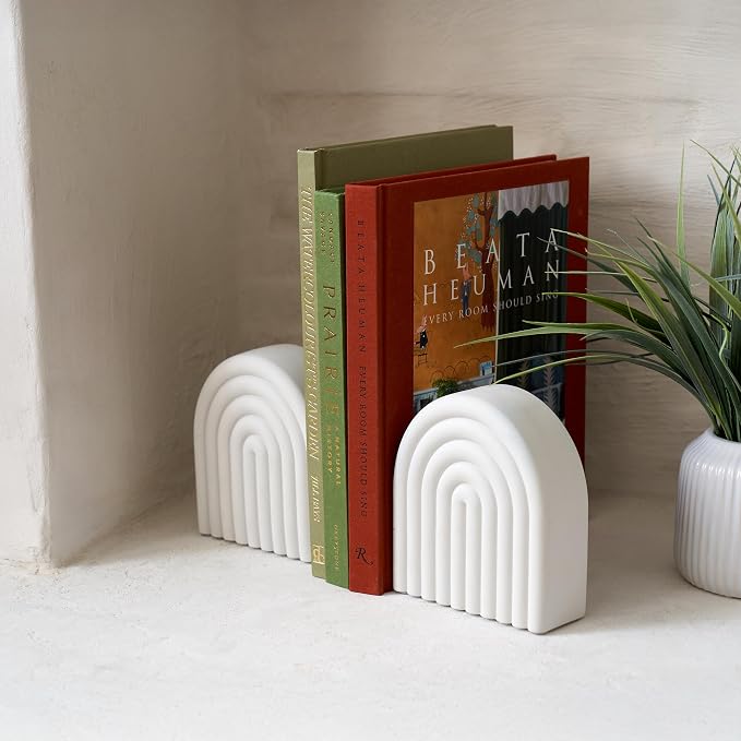Decorative Concrete Bookends for Heavy Books – Stylish Set of 2, or Library - Image 4