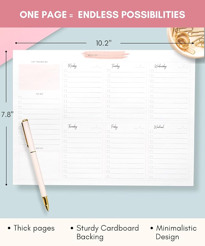 Lamare Weekly Planner Notepad – Premium Undated Weekly To Do List Notepad - Image 6