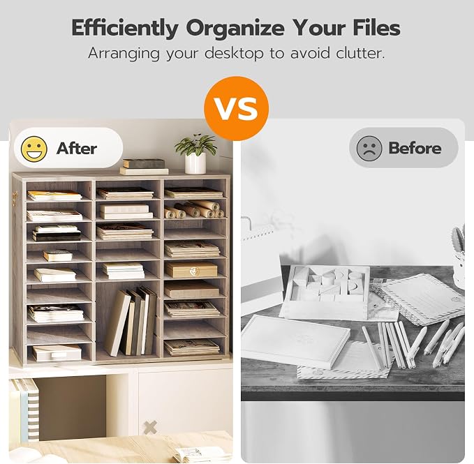 HOOBRO Literature Organizer, 27 Compartments Wooden Mail Organizer, Countertop - Image 4
