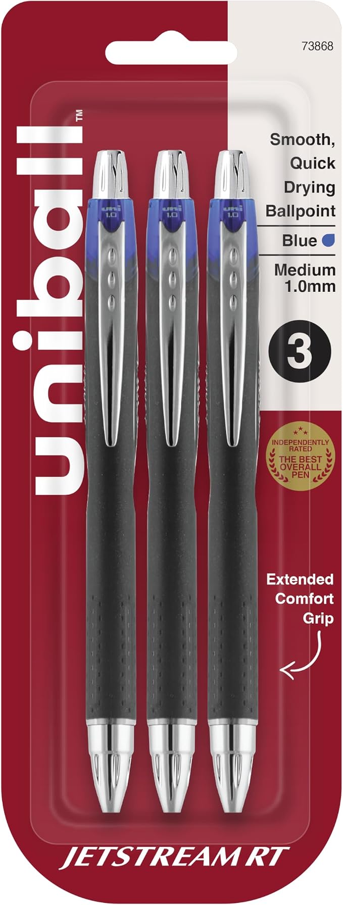 uniball Jetstream RT Retractable Ballpoint Pen, Medium Point, 3 Pack by uni-ball