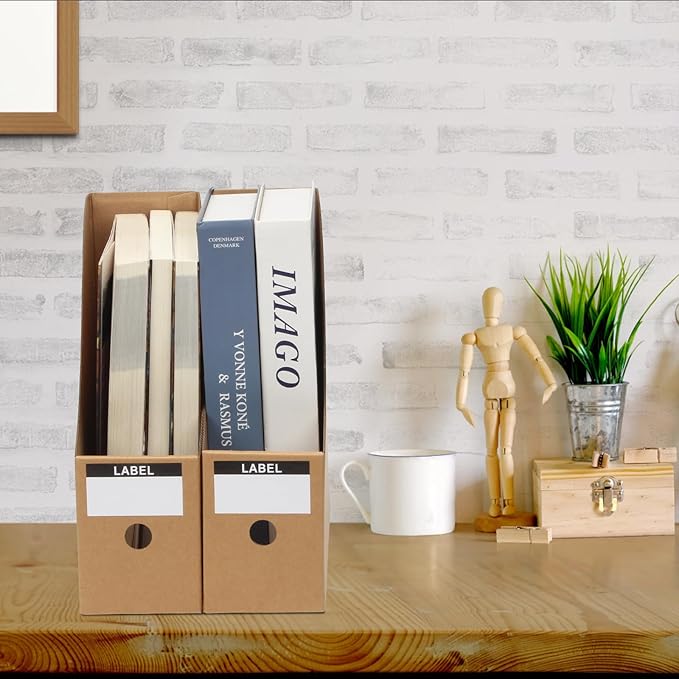 24 Pcs Cardboard Magazine File Holders, Bulk Kraft Paper Magazine Book Bin Box - Image 2