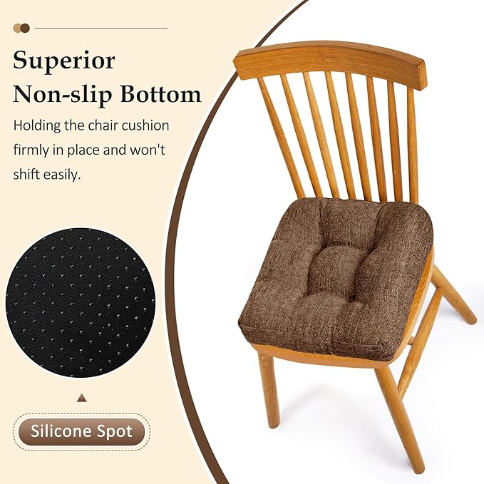 downluxe Chair Cushions for Dining Chairs 2 Pack, Tufted Indoor Chair Pads - Image 3