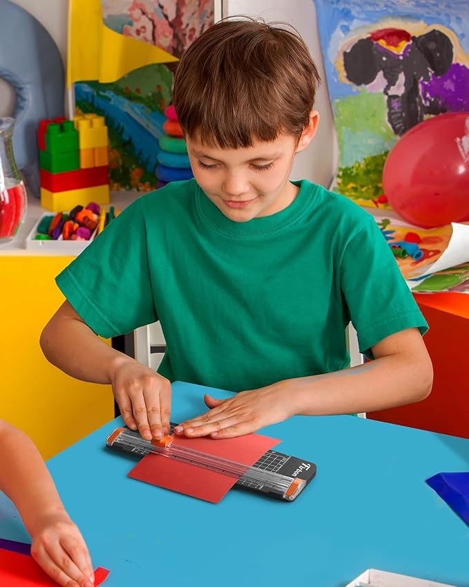 Firbon Black A5 Paper Cutter, Straight Small Paper Trimmer with Side Ruler for Scrapbooking Craft, Paper, Coupon, Label, Cardstock-DeskLoop Office