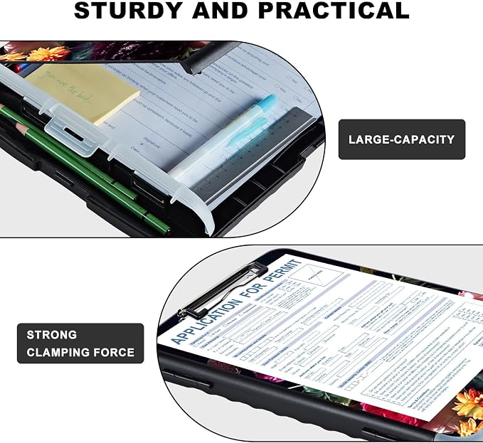 Clipboard with Storage, Heavy Duty Plastic Storage Clipboard with Low Profile - Image 3