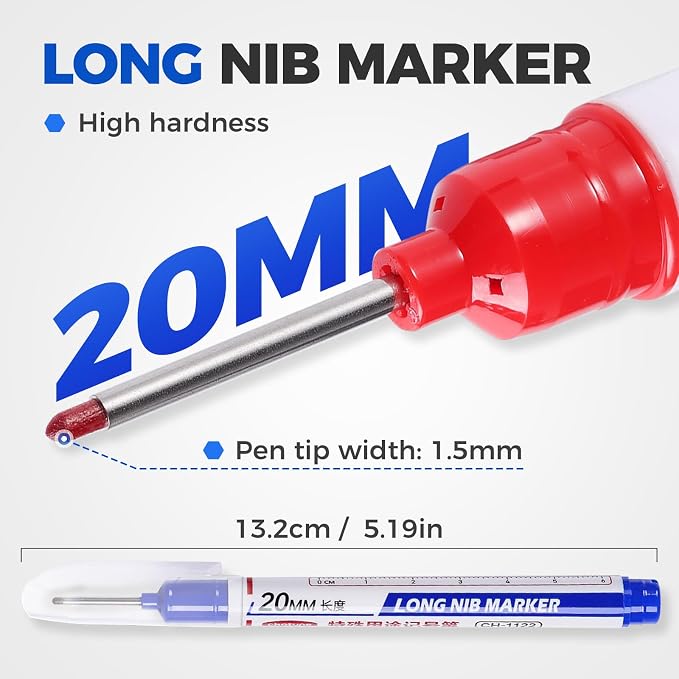 10 PCS Long Head Deep Hole Marker Pens, 20 MM Long Nib Marker - Image 3