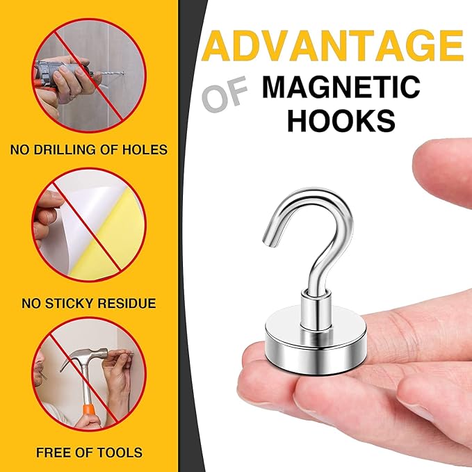 DIYMAG Neodymium 100 Pack Magnetic Hooks, Facilitate Hook - Image 2