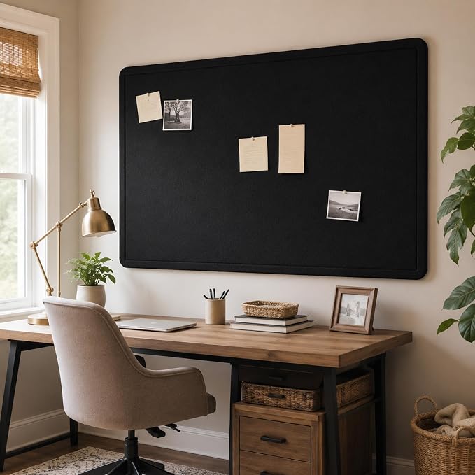 Black Large Felt Bulletin Board by CreateYourIdealSpace