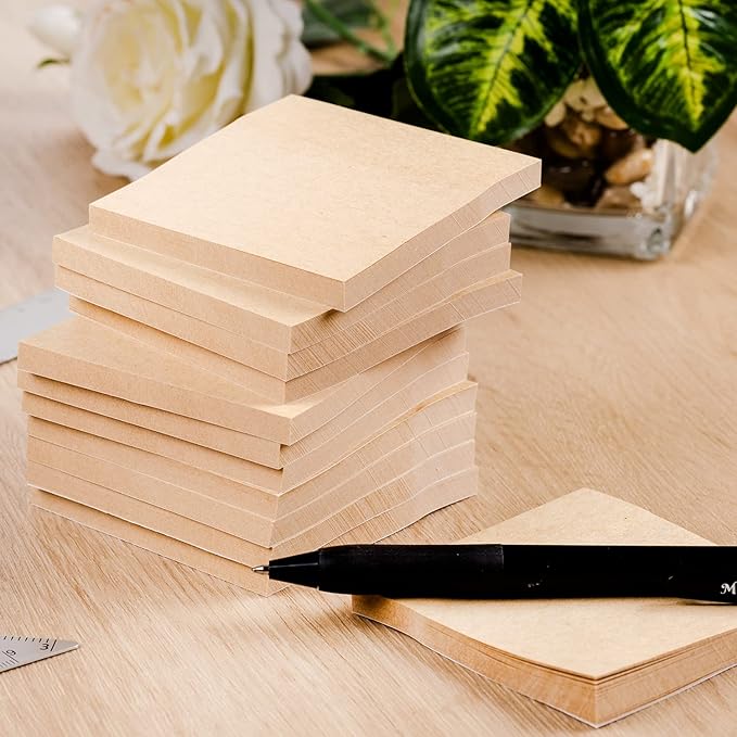 Mr. Pen- Kraft Sticky Notes, 3”x3”, 12 Pads, Self-Stick Note Pads, Brown, Craft Paper 3x3 Sticky Notes-DeskLoop Office