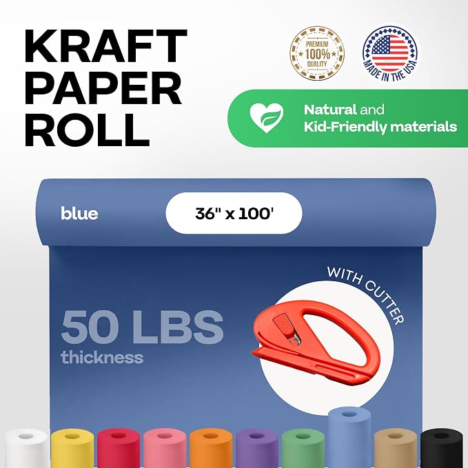 Blue Kraft Paper Roll 36" x 1200" - Image 2