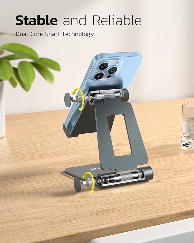 Nulaxy Dual Folding Cell Phone Stand, Fully Adjustable Foldable Desktop Phone - Image 4
