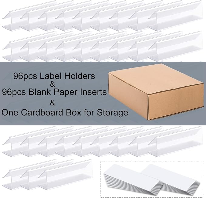 Shelf Label Holder, ChanQnTon 96PCS 3X7/8'' Shelf Labels, Tag Ticket Sign Label - Image 6