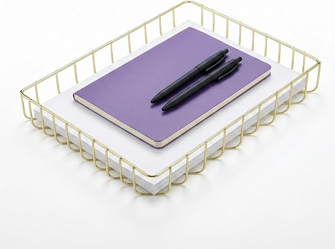 Elegant Gold Wire Desk Tray Organizer by Home