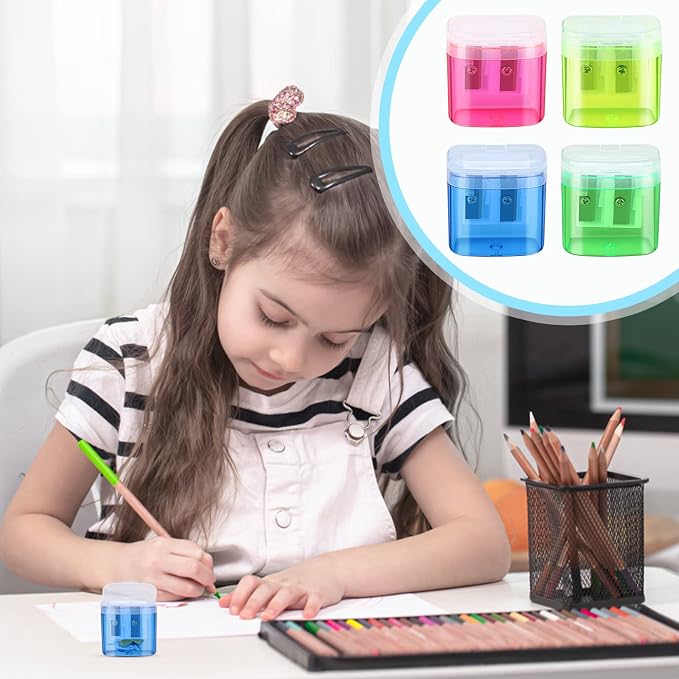 24 Pieces Pencil Sharpeners Manual Dual Holes Pencil Sharpener - Image 9