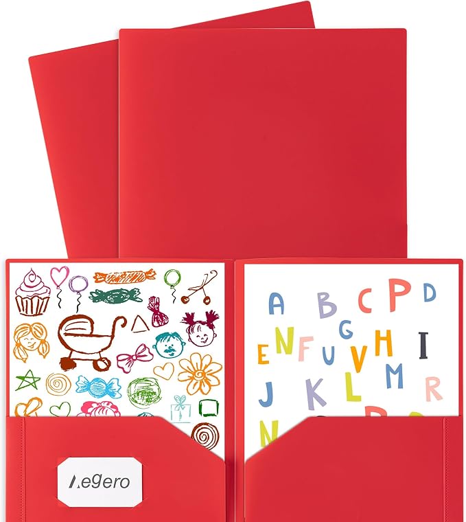 Aegero Plastic Folders with Pockets, Durable Heavy Duty File Folders with - Image 5