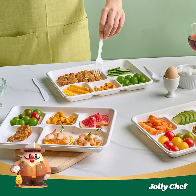 JOLLY CHEF Compostable  Compartment Paper Plates  *   Heavy - Image 5