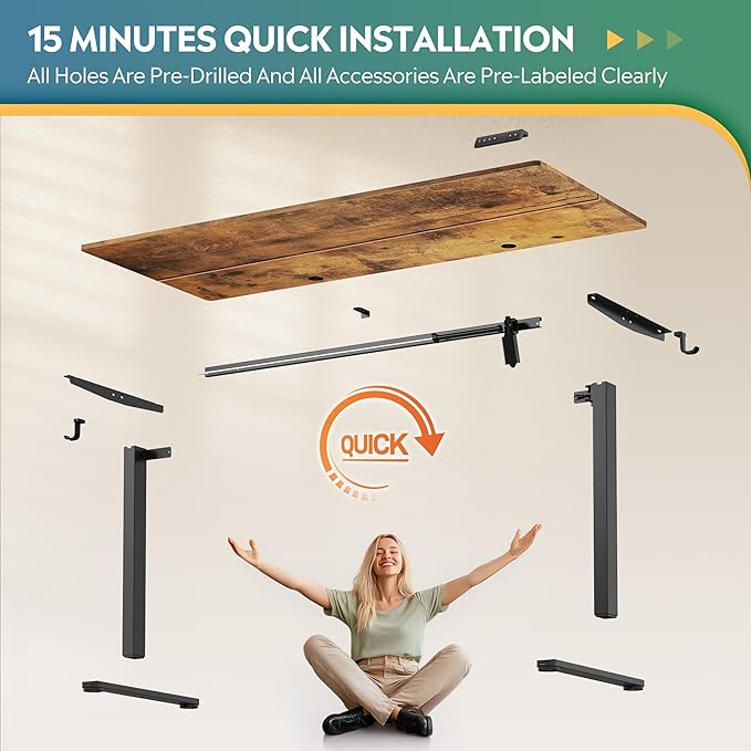 DEVAISE 63 Inch Electric Standing Desk, 3 Adjustable Height Stand up Desk for Home Office, Ergonomic Sit to Stand Desk with LED Touchscreen, Hook, 3 Memory Preset Computer Desk (Rustic Brown)-DeskLoop Office