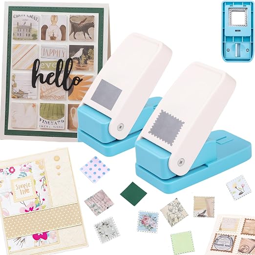 2 Pcs Square Stamp Punch, 1 Inch Square Hole Punch, Postage Stamp Shaped Paper by CYFUNDESIGN