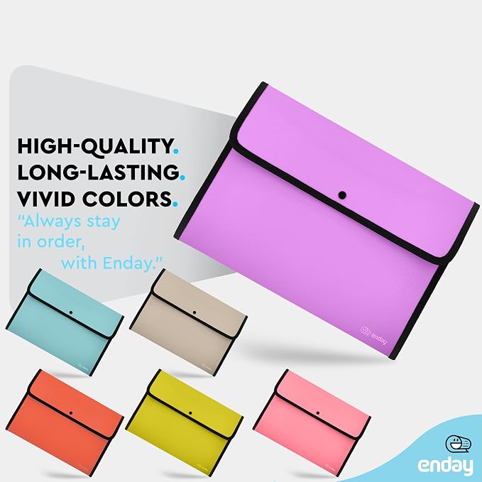 Enday Square Flap Plastic File Holder, A4 Letter Size, Snap Closure - Image 4