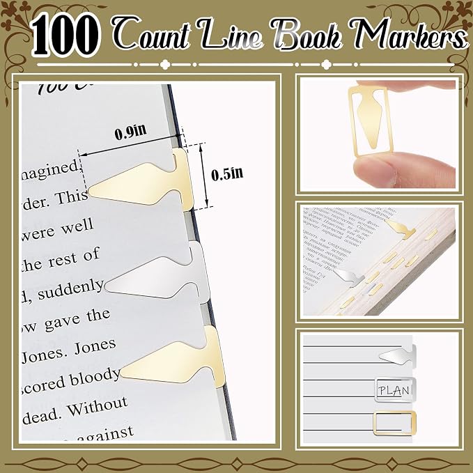 Spakon 100 Count Tin Mixed Metals Book Line Markers Arrow Bookmarks and Page - Image 2