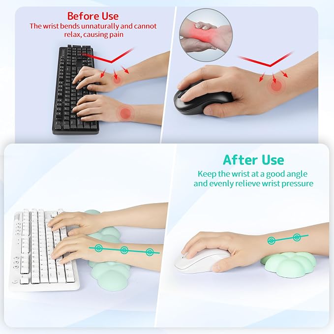 Sushret Cloud Wrist Rest Keyboard, Cloud Keyboard Wrist Pad Set - Image 3