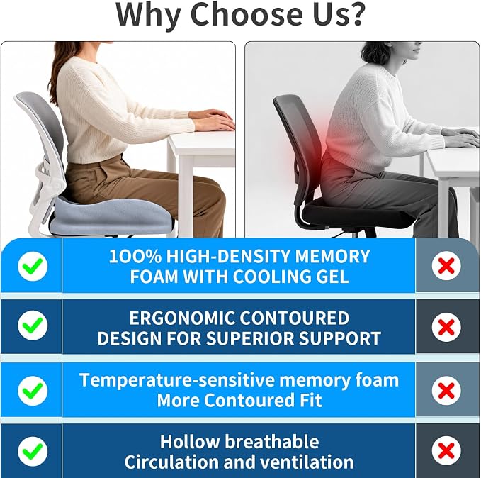 Seat Cushions for Office Chairs Wheelchair Cushion for Long Sitting Back - Image 3