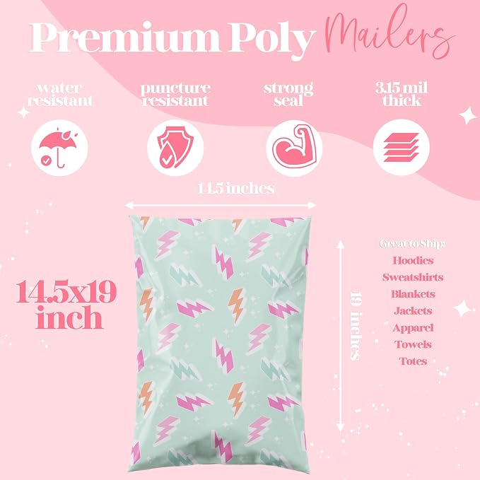Pretty Package Store Designer Poly Mailers 6x9, Lightning Bolt, 100 Pack | - Image 5