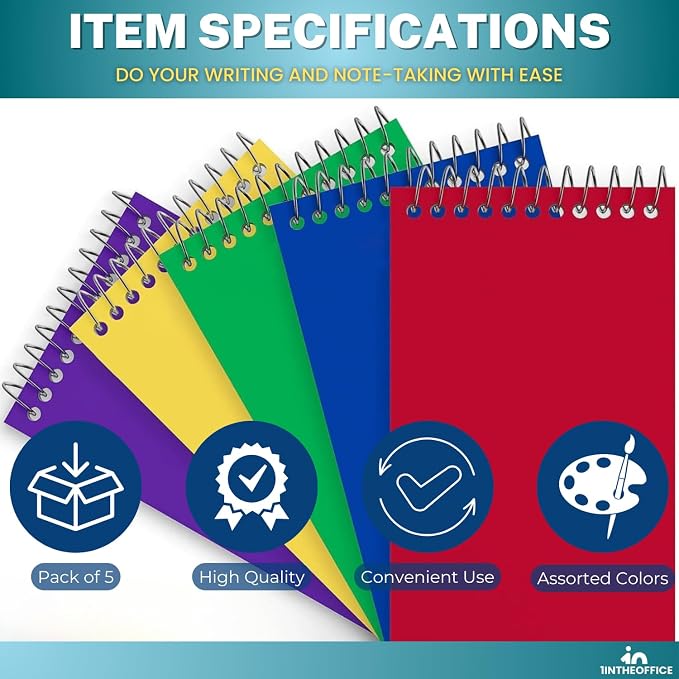 1InTheOffice Wirebound Spiral Memo Books, Memo Pads, College Ruled, Small - Image 5