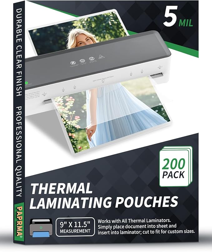 5 Mil Thermal Laminating Sheets 200 Packs, 9” x 11.5” Clear Laminating Pouches Holds 8.5 x 11 Inch Sheet Lamination Plastic Paper for Laminator, School Office Supplies Laminate-DeskLoop Office