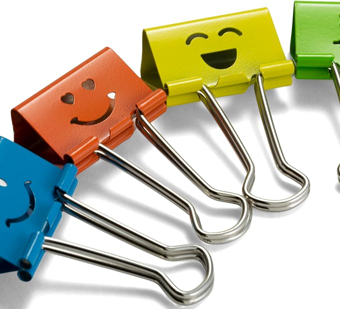Officemate Smiling Face Binder Clips, Paper Clamps - Image 5