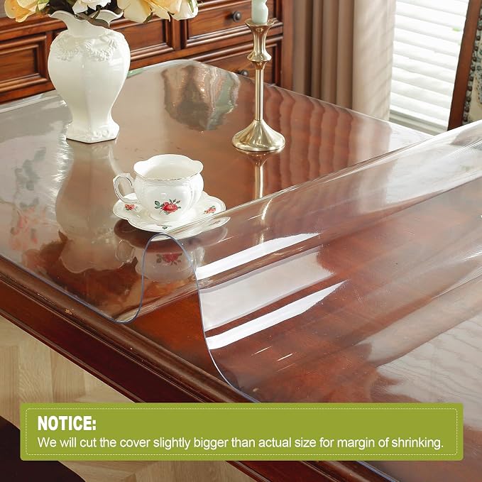OstepDecor 18 x 48 Inch Clear Table Cover Protector, 2mm Thick Clear Plastic - Image 2