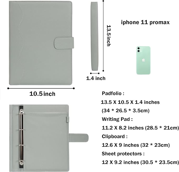 Wonderpool A4 PU Leather 3 & 4 Ring Holder Writing Portfolio Multi Document Case - Image 3