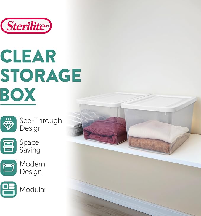 Sterilite 6-Pack Clear Storage Box, Stackable Container Bins - Image 2