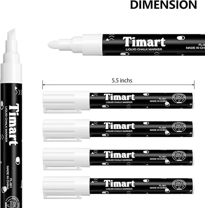 Timart 8 Pack White Chalk Markers, 6mm Liquid Chalk Markers - Image 5