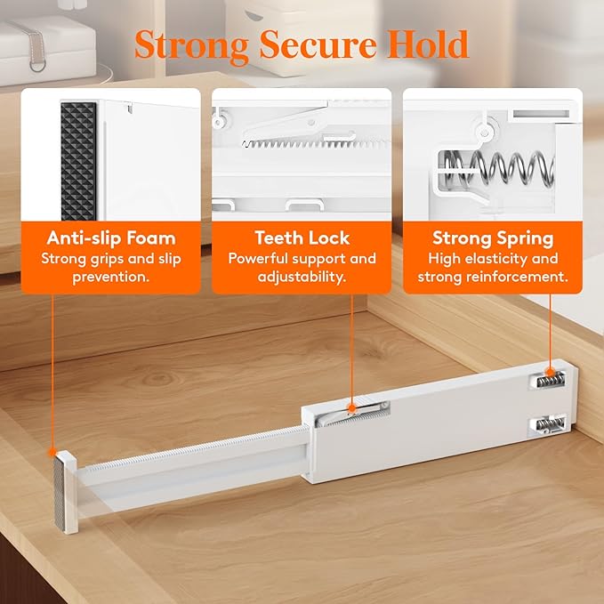 Lifewit 8 Pack Kitchen Drawer Dividers 2.36" High, 11"-17" Adjustable Drawer Organizer for Utensils/Clothes/Makeup, Plastic Expandable Separators in Dresser/Bedroom/Bathroom/Office Storage-DeskLoop Office