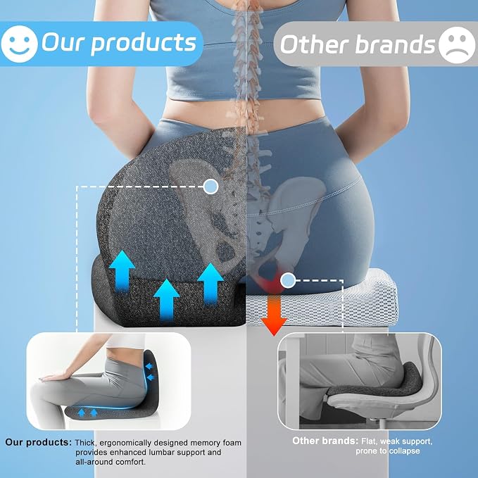 Truck Driver Seat Cushion, Memory Foam L-Shaped Ergonomic Cushion - Image 5