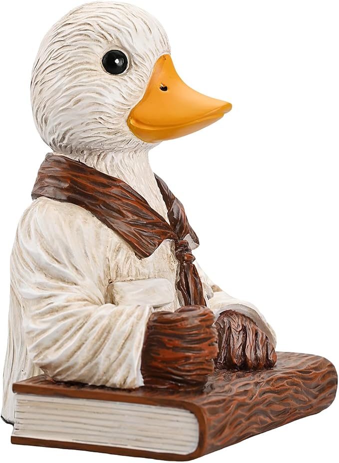 Duck Pen Insertion Pen Stand Resin Paperweight Cool Pencil Holder, Animal Series Desk Accessories Decor for Home Office School for Duck Lovers-DeskLoop Office