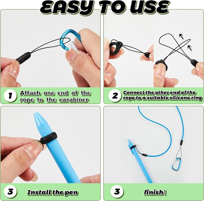 Lewtemi 10 Sets 24 Inch Pen Leash Pen Silicone Lanyard Holder - Image 5