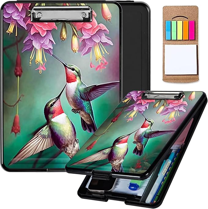 Hummingbird Red Plastic Storage Clipboard by Unknown