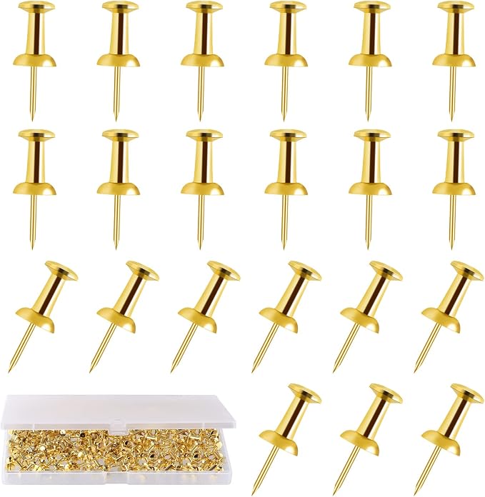 200 Count Gold Push Pins Thumb Tacks by BESARME