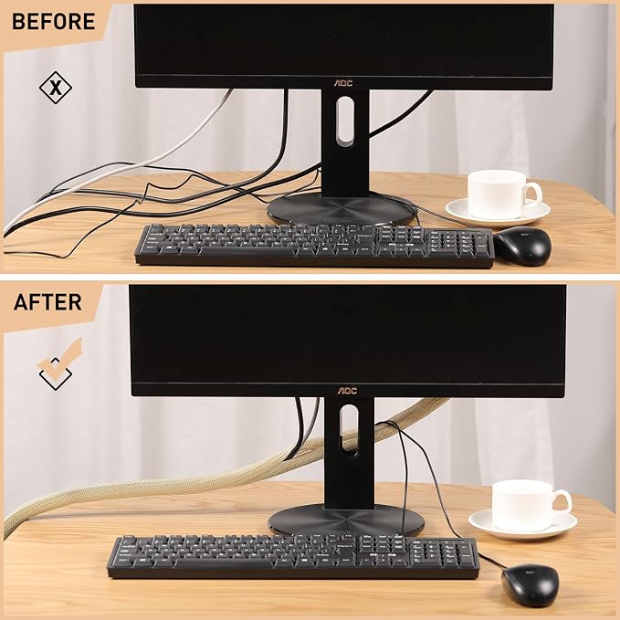 AGPTEK Cable Sleeve, Cable Management Desk Cord Cover Organizer Wire Hider - Image 6