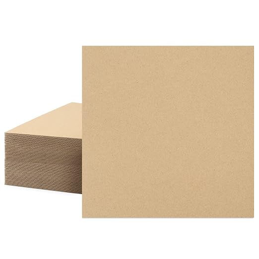 Mat Board Center, 50 Corrugated Cardboard Sheets 8x8 Inches Flat Card Board by MatBoardCenter