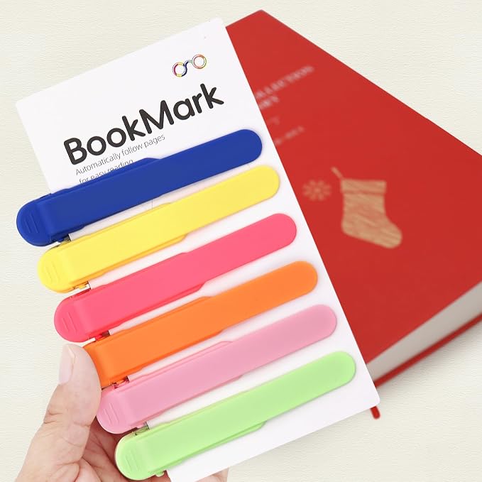 SMUK 6pcs Silicone Automatic Bookmark, Unique Bookmark Page Keeper - Image 5